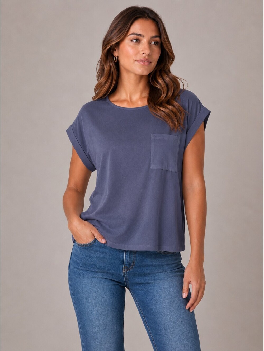 NWT SixFifty Navy Pocket Blouse High Low Hem Size XS - Picture 1 of 7